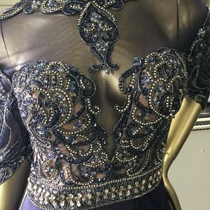 Extreme Beaded navy chiffon mother of bride mob